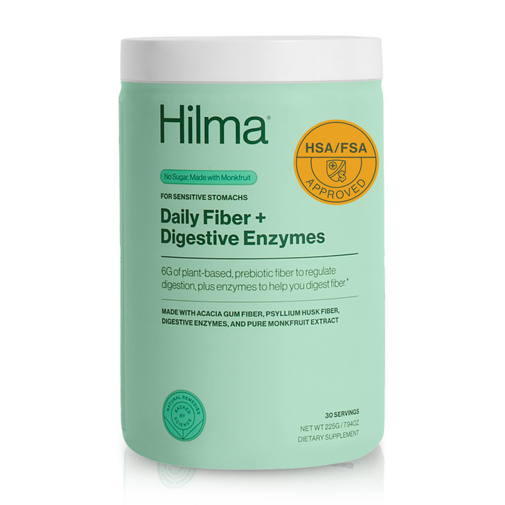 Hilma Daily Fiber and Digestive Enzymes, Fiber Supplement Powder with Prebiotics