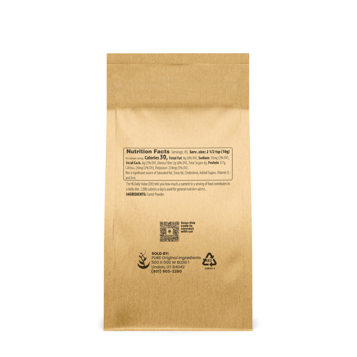 Pure Original Ingredients Carrot Powder (1 lb) Smoothies & Shakes, Sauces, No
