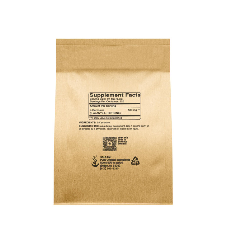 PURE ORIGINAL INGREDIENTS L-Carnosine Powder (4 oz), Dietary Supplement