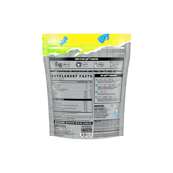 GHOST Hydration Packets, Sour Patch Kids Blue Raspberry, 12 Sticks, Electrolyte
