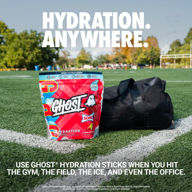 GHOST Hydration Packets, Sonic Cherry Limeade, 24 Sticks, Electrolyte Powder