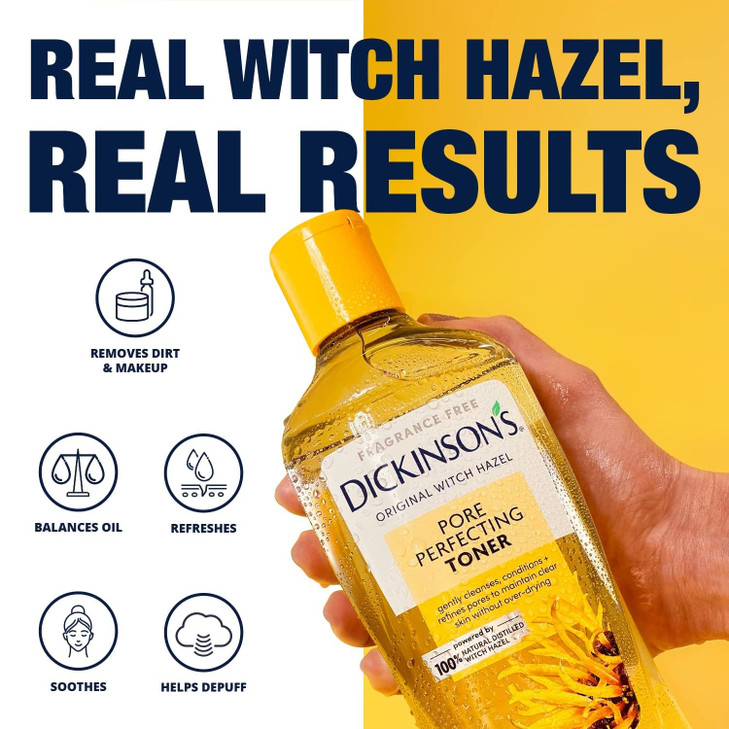 Dickinson's Original Witch Hazel Pore Perfecting Toner | 100% Natural Distilled Witch Hazel | America's #1 Toner | Refines Pores | Removes Impurities