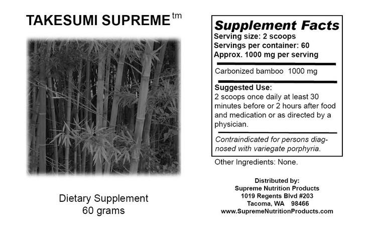 Supreme Nutrition Takesumi Supreme, Pure 60 Grams Activated Bamboo Charcoal