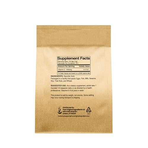 PURE ORIGINAL INGREDIENTS Vitamin C Powder, 11 oz, Ascorbic Acid