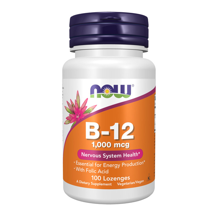 NOW Supplements, Vitamin B-12 1,000 mcg with Folic Acid, Nervous System Health*, 100 Chewable Lozenges