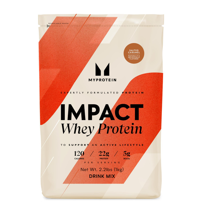 Myprotein Impact Whey Protein Powder, 2.2 Lbs (31 Servings) Salted Caramel, 22g