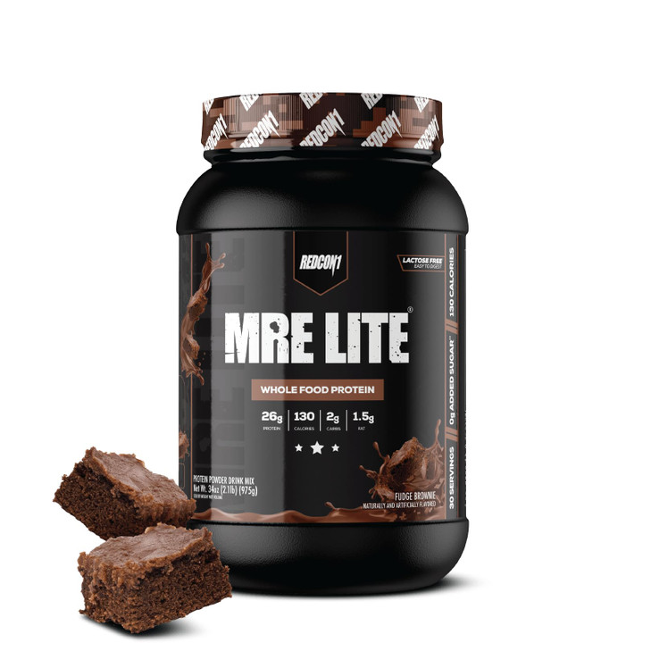 REDCON1 MRE LITE Whole Food Protein Powder, Fudge Brownie