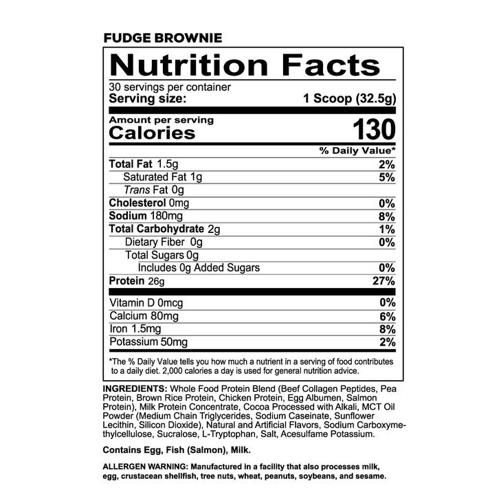 REDCON1 MRE LITE Whole Food Protein Powder, Fudge Brownie