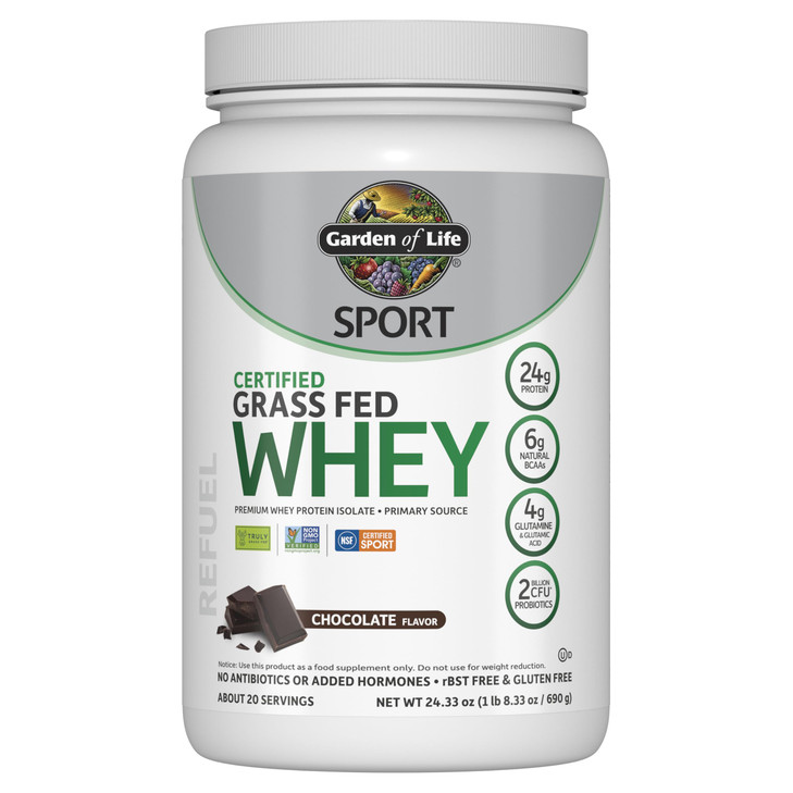 Garden of Life SPORT Whey Protein Powder Chocolate, Premium Grass Fed Whey