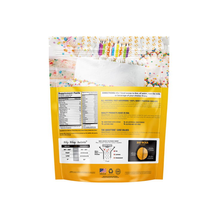About Time Whey Protein Isolate Powder 25g Birthday Cake, Natural Ingredients