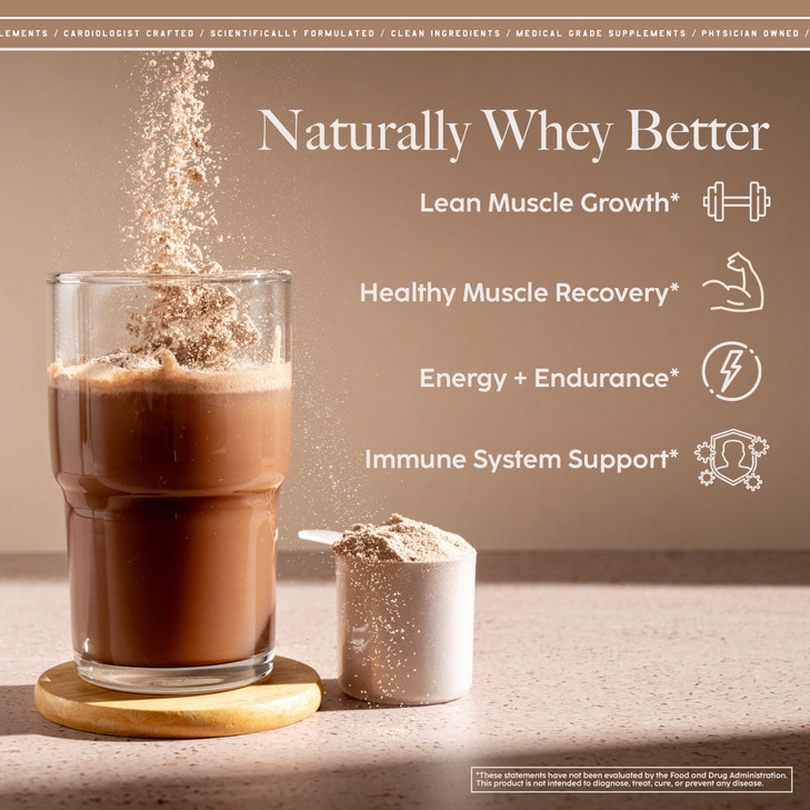 High Level Whey Protein Powder Stevia Sweetened, Natural Chocolate Shake, 24g