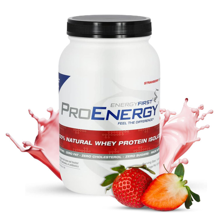 EnergyFirst Grass-Fed Strawberry Whey Protein Isolate (2lb), High-Protein Shake