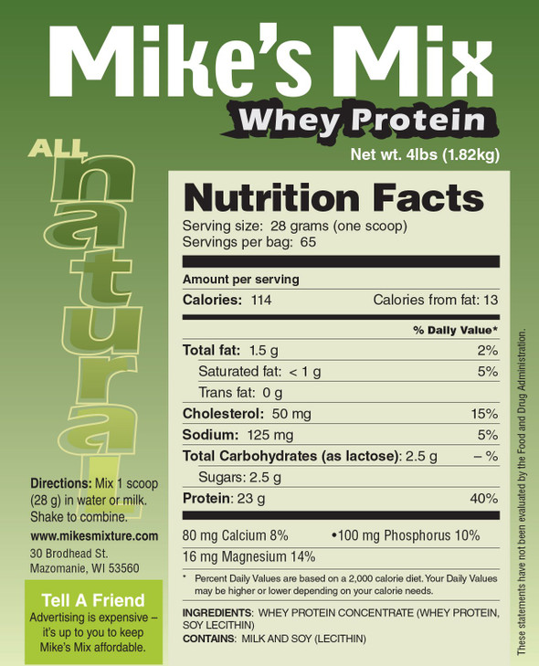 Mike's Mix All-Natural, Unflavored Whey Protein Concentrate (4 lbs)
