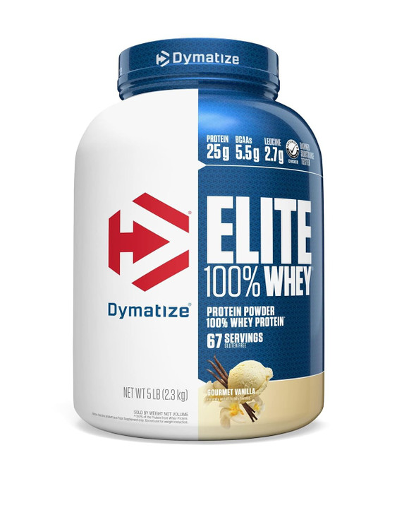 Dymatize Elite 100% Whey Protein Powder, Vanilla, 25g of Protein, 5.5g BCAAs
