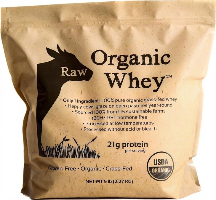 Raw Organic Whey Protein Powder, Grass Fed, Happy Healthy Cows, Undenatured