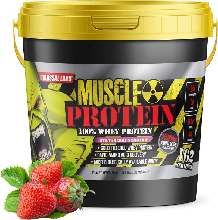 COLOSSAL LABS Muscle Protein Whey Powder [12 lbs/Pack of 1]- Cold Filtered, 25g