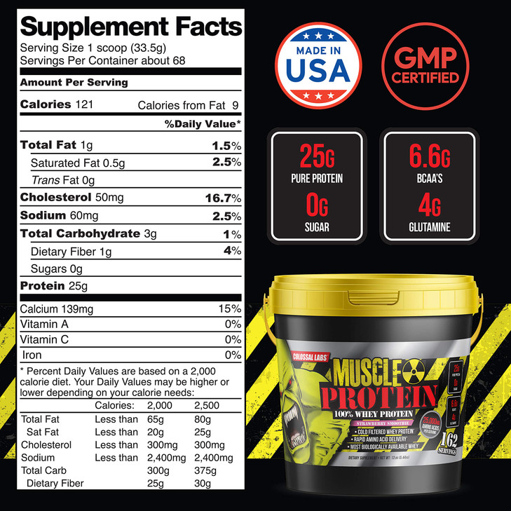 COLOSSAL LABS Muscle Protein Whey Powder [12 lbs/Pack of 1]- Cold Filtered, 25g