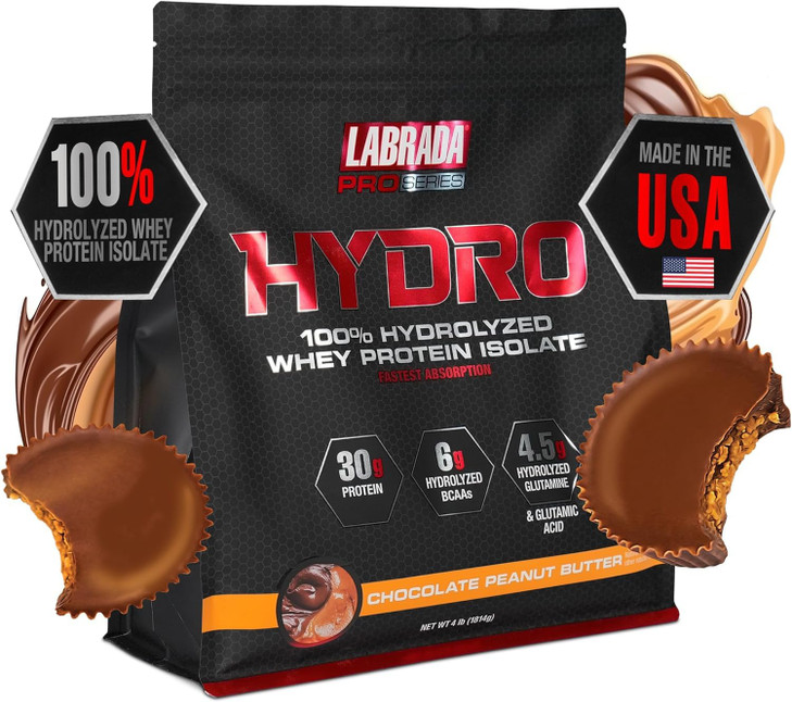 LABRADA Hydro 100% Pure Hydrolyzed Whey Protein Isolate Powder, Lactose Free
