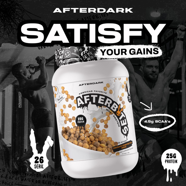 AFTERDARK AfterBites Whey Protein Powder, 25g Protein, 4.5g BCAAs, Easy