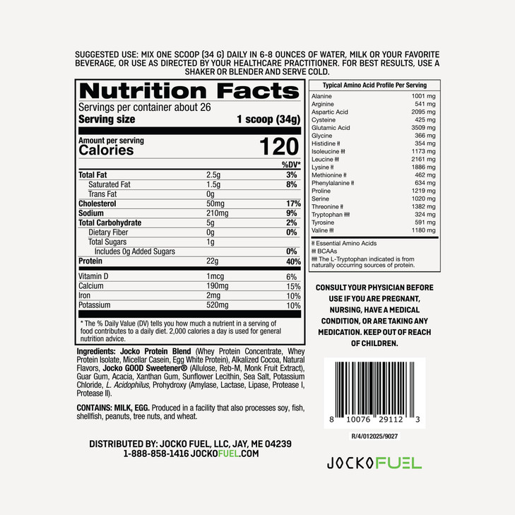 Jocko Fuel Mölk Whey Protein Powder 22g Low Sugar Monk Fruit Blend