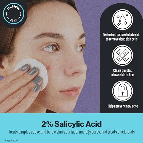 Oxy Deep Pore Acne Facial Cleansing Pads, Maximum Strength 2% Salicylic Acid Stubborn Acne Treatment, Fights Breakouts, Exfoliates, Unclogs Pores, Tr