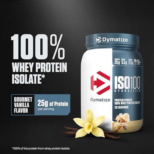 Dymatize ISO100 Whey Protein Powder Isolate, Gourmet Vanilla, 25g of Protein