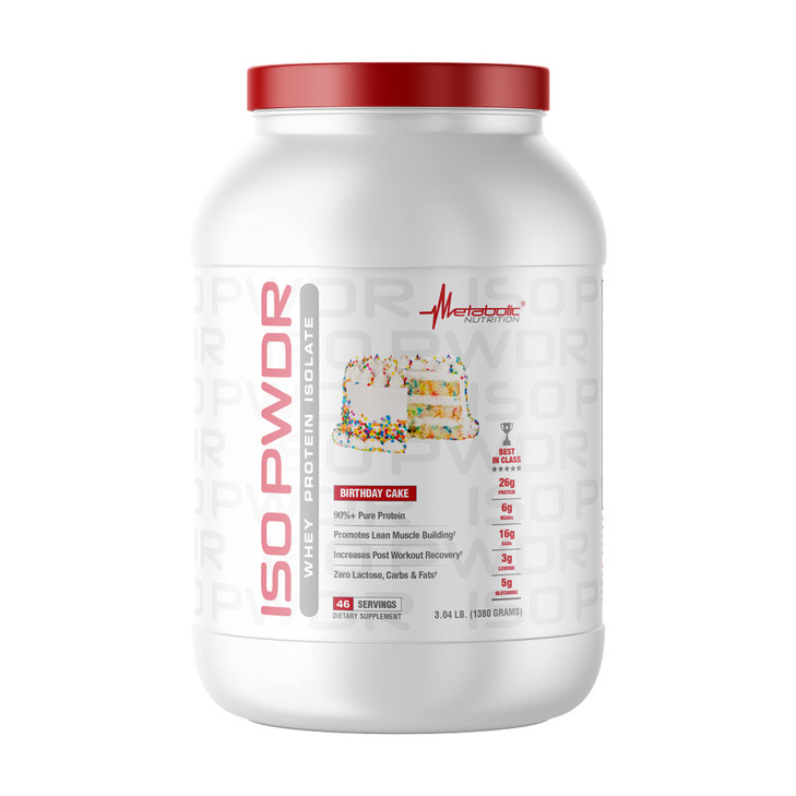 Metabolic Nutrition Whey Protein Isolate ISO PWDR Birthday Cake, 3.04lb, 23