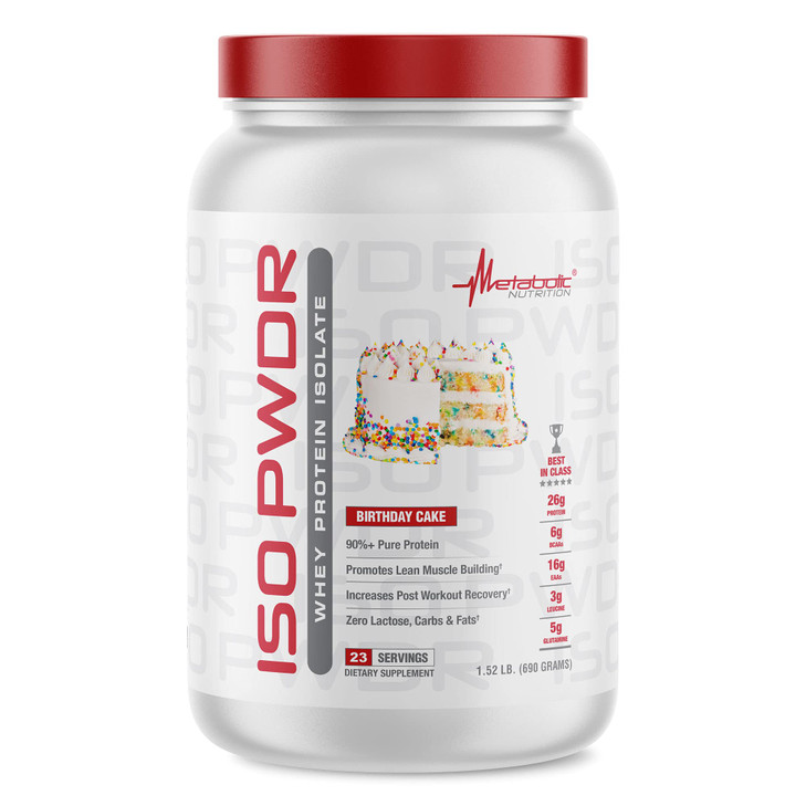 Metabolic Nutrition Whey Protein Isolate ISO PWDR Birthday Cake, 1.54lb, 23