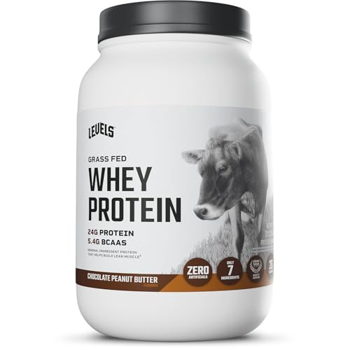 Levels Grass Fed Whey Protein Powder, No Artificials, 24G of Protein, Chocolate