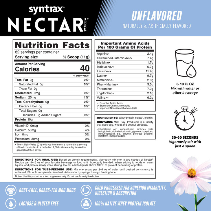 Syntrax Nutrition Nectar Medical, All Natural Whey Protein Isolate, Unflavored
