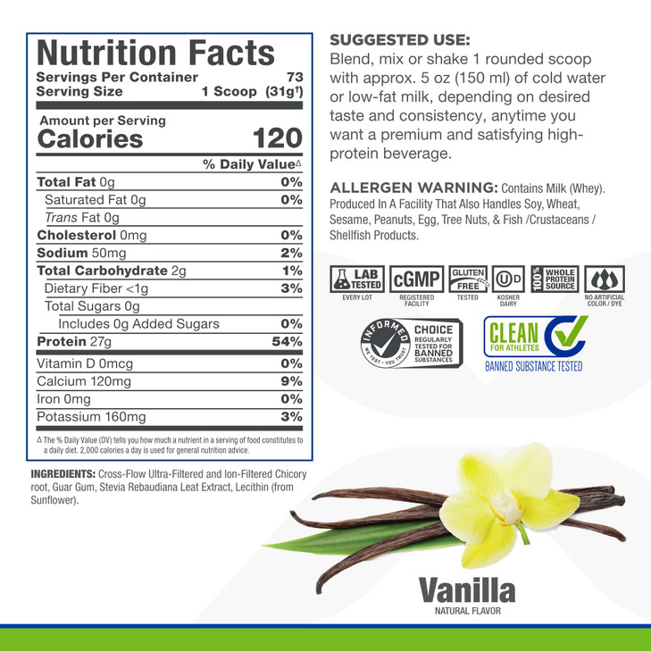 ALLMAX ISONATURAL Whey Protein Isolate, Vanilla - 5 lb