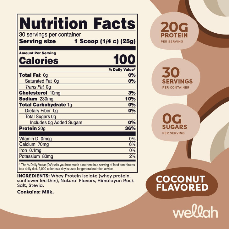 Wellah Protein Your Whey (30 Servings, Coconut Flavored)