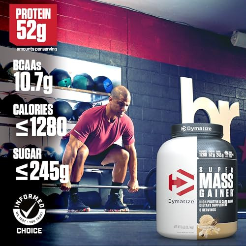 Dymatize Super Mass Gainer Protein Powder, Gourmet Vanilla, 52g Protein, 1g