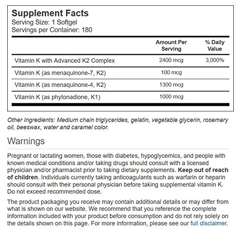 Vitacost Ultra Vitamin K with Advanced K2 Complex - 180 Softgels