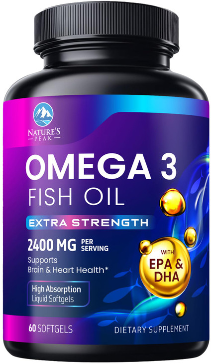 Omega 3 Fish Oil 2400 mg - Triple Strength Fish Oil Omega 3 Capsules