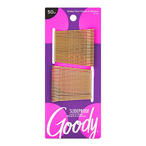 Goody SlideProof Bobby Pins - 50 Ct, Metallic Blonde, High Gloss Bobby Hair Pins for Styling, Lock In Style, Comfortable, Pain-Free Hair Accessories