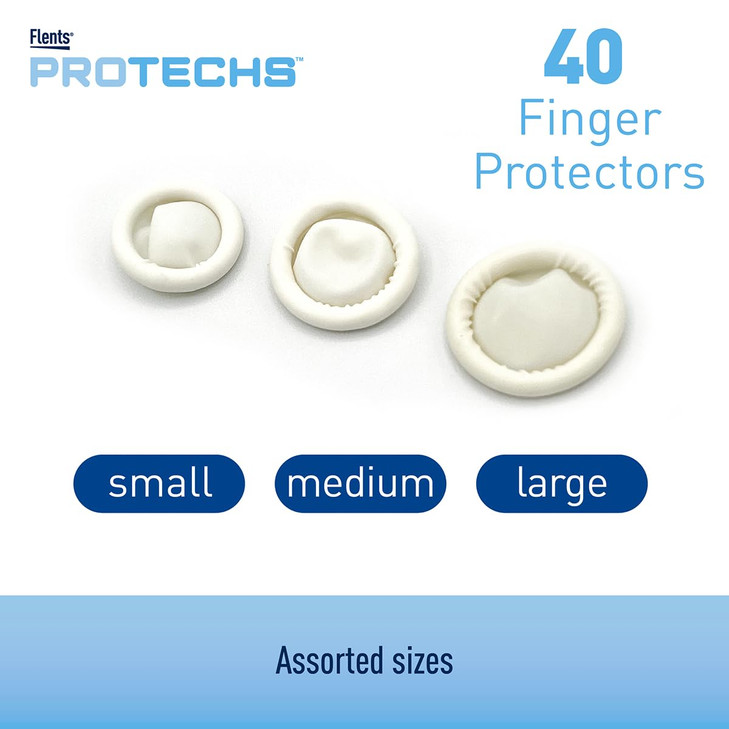 Flents Protechs Finger Protectors & Toes Cots, Ideal for Blisters, Scrapes, Stitches, Burns and Cuts, Moisture and Dirt Proof, Rubber, Assorted Sizes