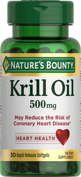 Nature's Bounty Krill Oil, Heart Health, Dietary Supplement, 500mg, Rapid