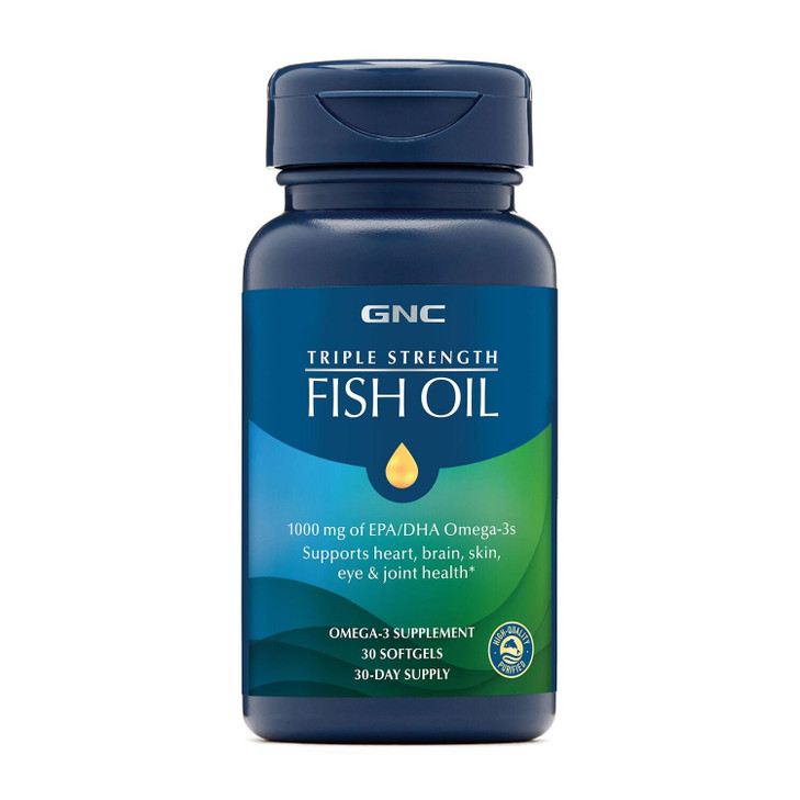 GNC Triple Strength Fish Oil Omega 3 Supplement, 1000mg EPA and DHA, Supports