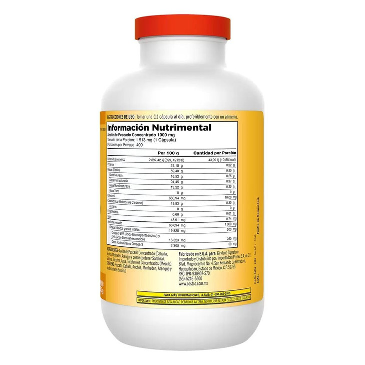 Kirkland Signature Fish Oil Concentrate with Omega-3 Fatty Acids, 400 Softgels
