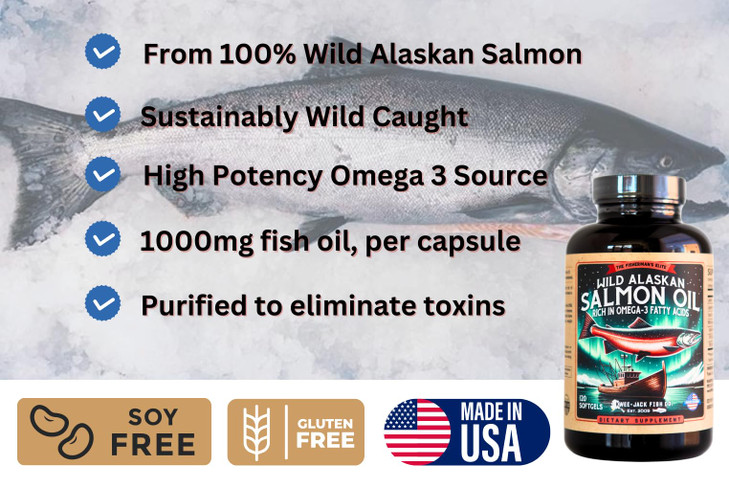 Wild Alaskan Salmon Fish Oil Omega 3 Supplement for Humans
