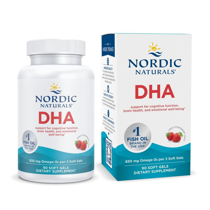 Nordic Naturals DHA, Strawberry - 90 Soft Gels