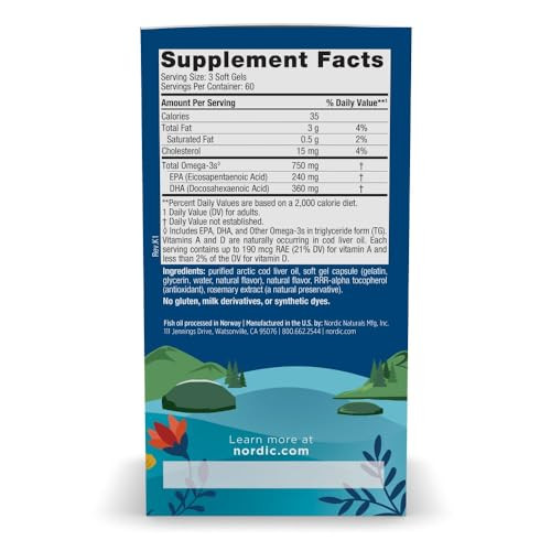 Nordic Naturals Arctic Cod Liver Oil, Lemon - 180 Soft Gels