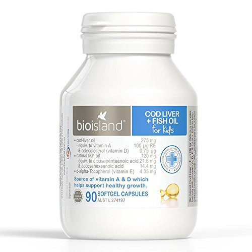 Bioisland Cod Liver + Fish Oil for kids 90Caps with 1PCS Chinese Knot Gift Made