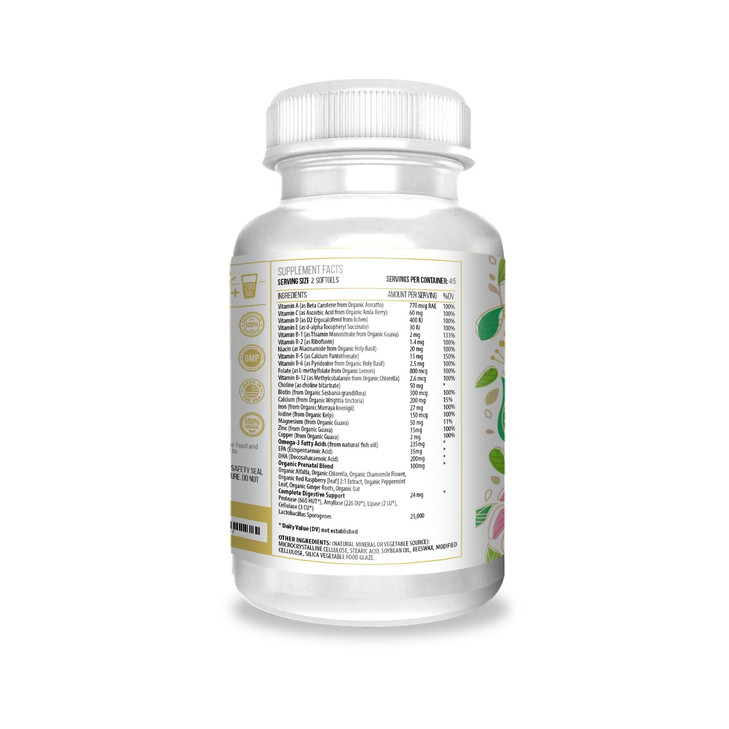 Actif Organic Prenatal Vitamin with 25+ Organic Vitamins, 100% Natural, DHA