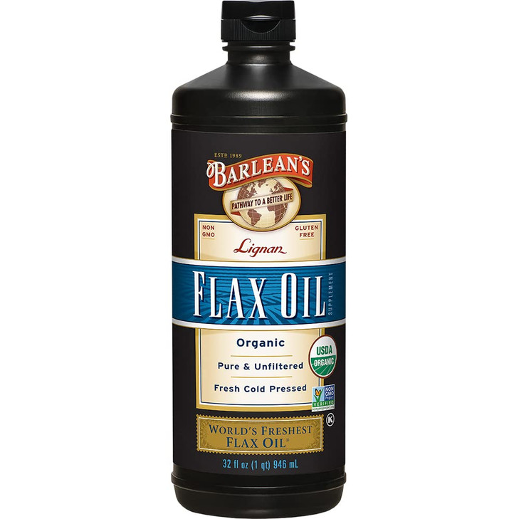 Barlean's Organic Lignan Omega 3 Flaxseed Oil Liquid Supplement for Men