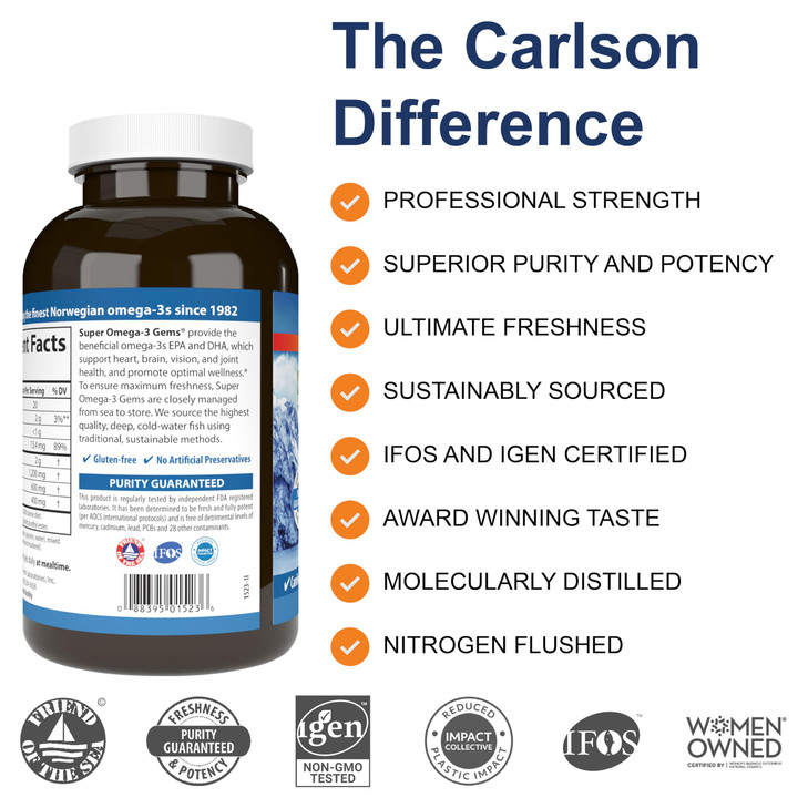 Carlson - Super Omega-3 Gems, 1200 mg Omega-3