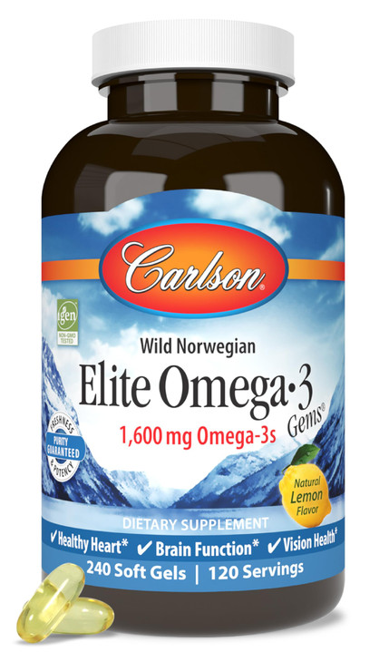 Carlson Laboratories Laboratories Elite Omega 3 Gems, 1250mg, Lemon Flavored