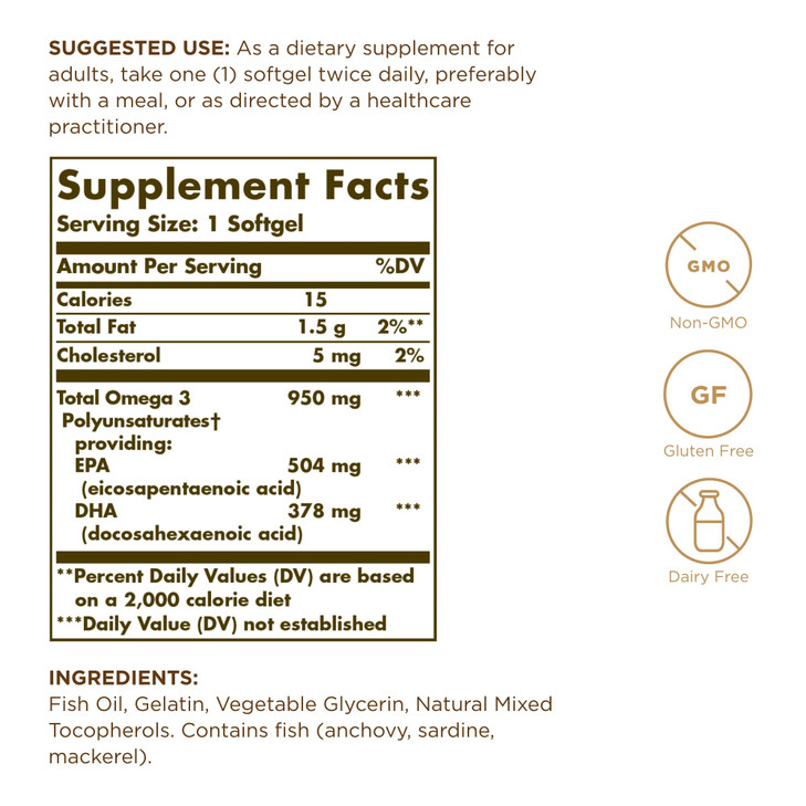 Solgar Triple Strength Omega 3 950 mg - 100 Softgels, Pack of 4