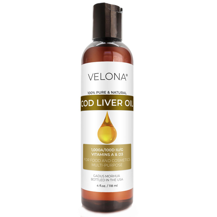 velona Cod Liver Oil - 4 Fl Oz - 1,000A/100D IU/g Omega 3 Vitamins A & D3